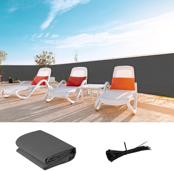 LOVE STORY Custom Size 2'6''x25' Dark Grey Balcony Privacy Screen,UV Block Privacy Fence Screen,90% Shield for Outdoor Pool Garden Apartment Railing