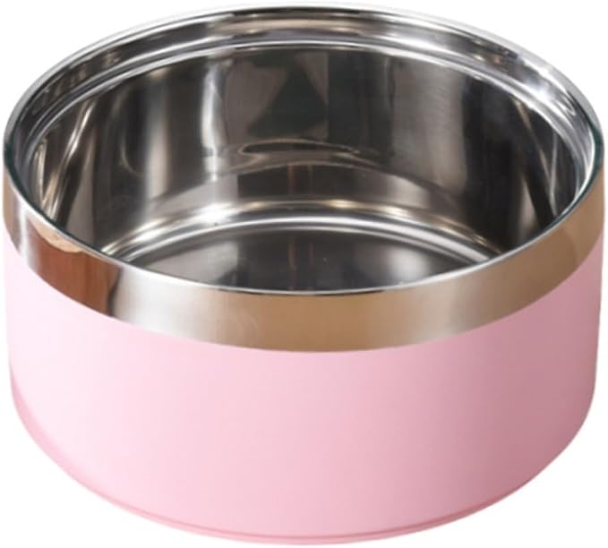 1PCS Stainless Steel Pet Bowl Round Thickened Cat and Dog Food Bowl Multi-Specification Anti-Fall Food Bowl Feeding Pet Supplies(Pink,S-14CM)