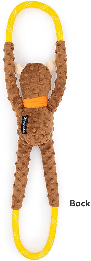 ZippyPaws RopeTugz - Durable Dog Pull Rope Toy, Interactive Tug of War for Large, Medium, & Small Dogs, Squeaky Pet Products to Keep Them Busy, Made with Heavy Duty Climbing Rope - Moose