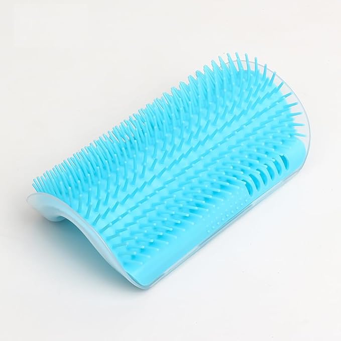 Cat Self Groomer Wall Corner Massage Comb Grooming Brush Soft Rubber Bristles Kitten Massager Tool Fit for Flat Wall Corner Cage and Hand Hold (Blue2)