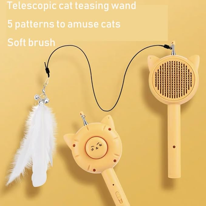 Cat Brushes For Indoor Cats 5-In-1 Function Pet Hair Cleaner Brush For Cats - Ultimate Indoor Cat Grooming Tool,Pet Brush With Release Button,Cat Brush,Cat Hair Brush With Release (yellow)