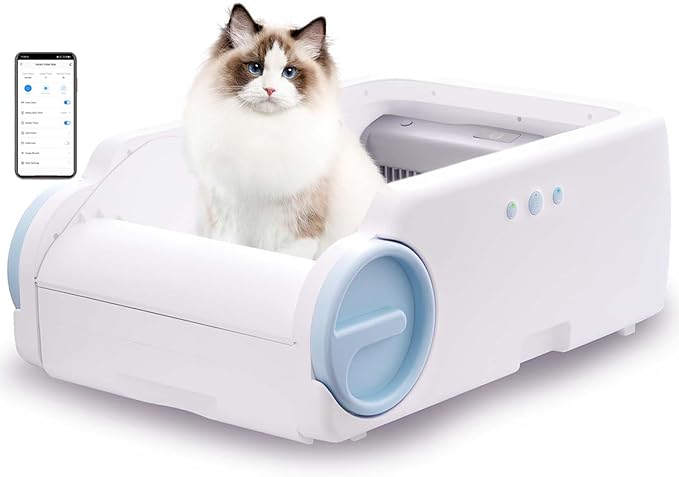 Automatic Cat Litter Box with Anti-Pinch Safety, Odor-Control Design, App Remote Control, and Open Structure for Stress-Free Use—Helps Cats Adapt Quickly (Auto cat Litter Box)