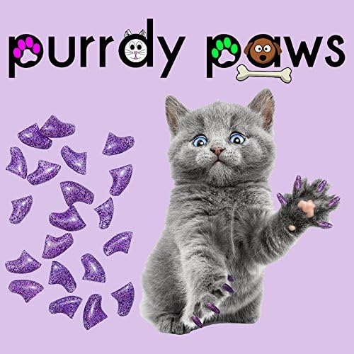 40 Pack Soft Nail Caps for Cat Claws Purple Holographic Glitter Small
