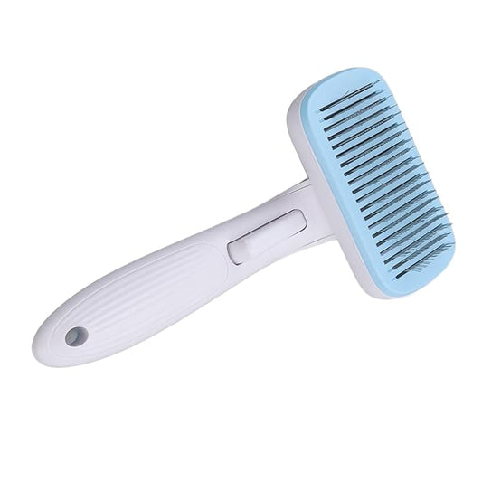 Cat Brush For Shedding, De Shedding Brush Dog Hair Dogs Cats Grooming Tool Self Cleaning Slicker Hair For Rabbit Massage Removes Loose Undercoat (Steel Wire Blue)