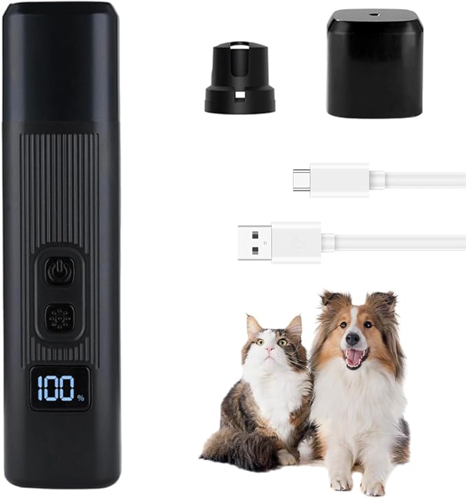 Cat Nail, Safe Cut Cat Nail Trimmer, Two Adjustable with 360° Grinding Settings, Low-Vibration Ultra-Quiet Under 40db ＆ Powerful Enough for All Cats ＆Dogs (Black)