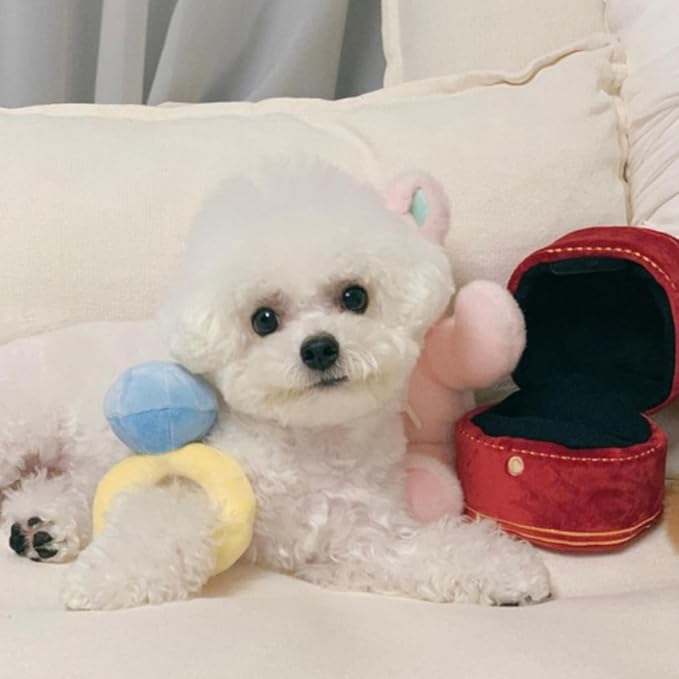 Squeaky Stuffed Engagement Rings Shape Dog Chew Toy Soft Cleaning Massage Supplies Pet Plush Rings Molar Pet Supplies (Style-A)