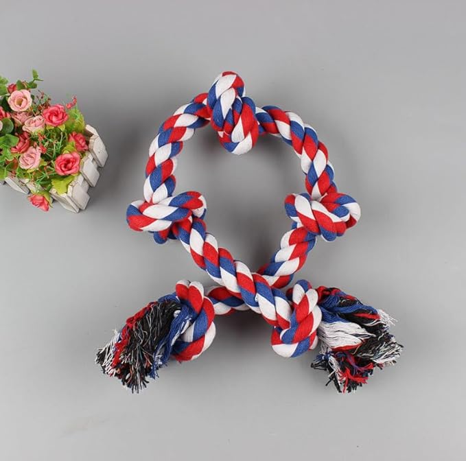 Dog Chew Toys for Large Dogs, 5 Knots Cotton Rope Tough Indestructible Teeth Cleaning & Molar Pet Supplies for Puppy, Aggressive Chewers, Boredom Relief