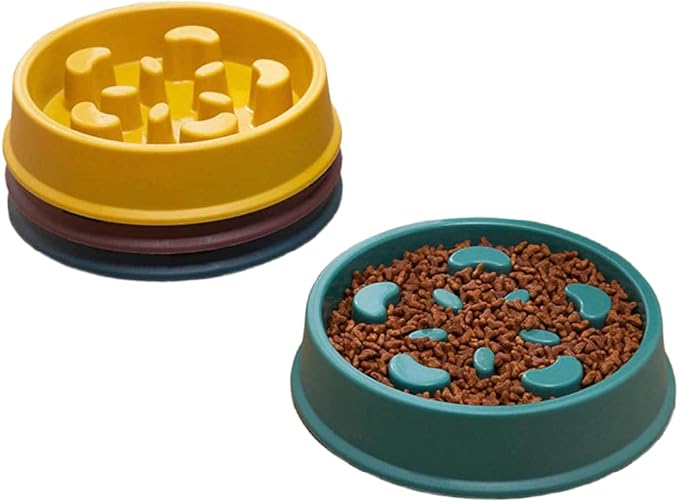 Pet Slow Food Bowl Small Dog Choke-Proof Bowl Non-Slip Slow Food Feeder Dog Rice Bowl Pet Supplies Available for Cats and Dogs Yellow
