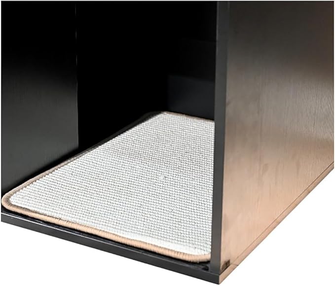 35.83" Black Cat Litter Box Enclosure Hidden Furniture with Scratching Pad, Modern Indoor Cat House