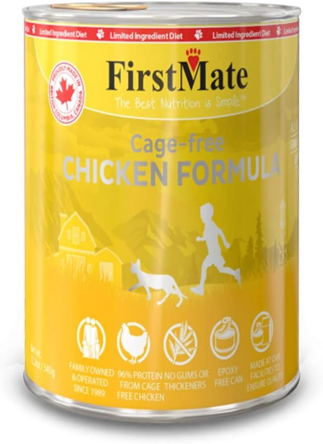 FirstMate 12 Pack of Cage-Free Chicken Formula Canned Cat Food, 12.2 Ounces Each, Gluten-Free