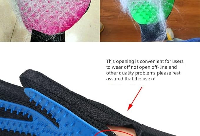 Pet Grooming Glove - Double-Sided Silicone cat Petting Gloves, Universal Grooming, Cleaning and Massage Brushes for Cats and Dogs, Depilation and Anti-Scratching pet Supplies (Rose red [Left Hand])