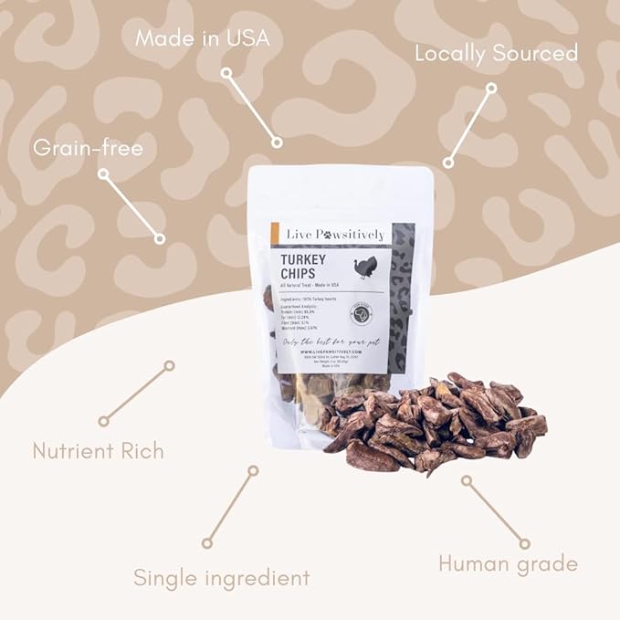 All-Natural Treat for Dogs & Cats, Single Ingredient, Picky Eaters, Grain & Gluten Free, Freeze Dried Turkey Hearts, No Preservatives, Made in USA