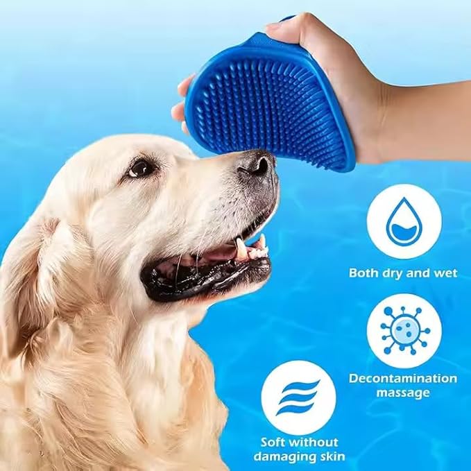 Multifunctional Silicone Pet Bath Brush – Cross-Design Cat and Dog Grooming Tool, Massage Brush for Cleaning and Shedding Control