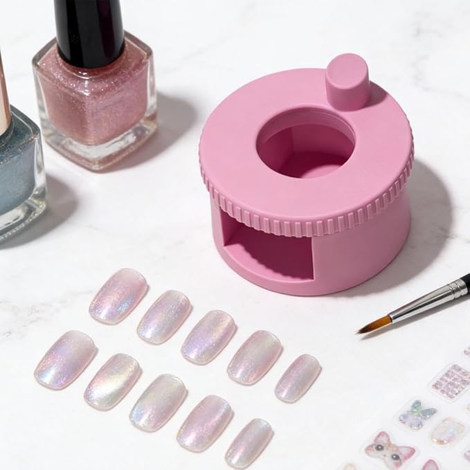 Rotating Cat Eye Magnet, Adjustable Cylinder Stand, Beginner Friendly Nail Tool with Uniform Magnetic Force and Excellent Light Absorption, Can Easily DIY Glossy Cat Eye Effect (P+W)