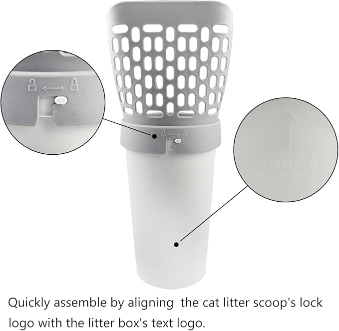Cat Litter Scoop, Litter Scooper with Holder Removable Manure Sieve Scoop, Large Capacity Cat Litter Scooper Comes with 215 Bags and A Pair of Cat Brush for Shedding Gloves.