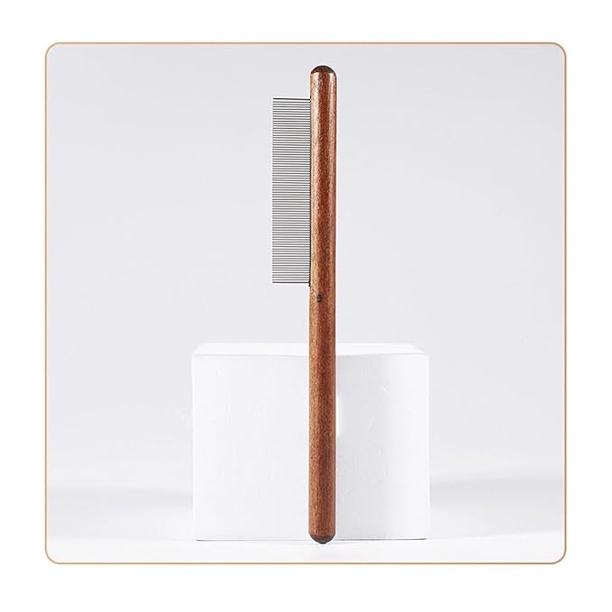 Cat Comb Stainless Steel Pet Hair Remover Wooden Handle Cat Hair Comb Pet Grooming Massage Dog Brush Pets Supplies(Dense comb)