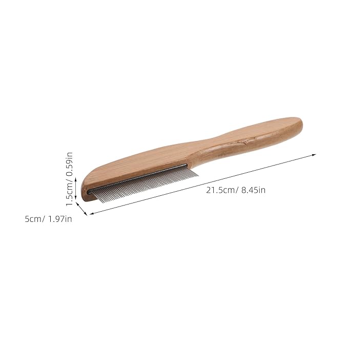 Dog & Cat Grooming Comb - Removes Tangles Knots Matted - Dematting Tool with Stainless Steel Teeth & Non-Slip Wood Handle Hair Brush for Home Pet Store