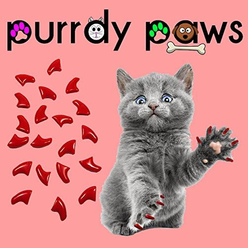 6 Month Supply Soft Nail Caps for Cats RED Large - Extra Adhesives