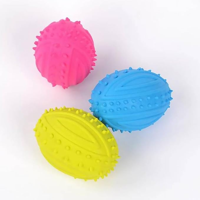 KALLORY 2pcs Dog Squeaky Rubber Balls Chew for Small Dogs Puppy Teething Interactive Play Indoor Outdoor Pet Supplies