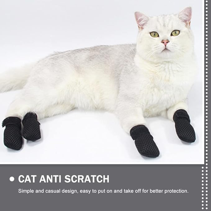 Adjustable Cat Foot Muffs Protective Paw Covers Cat Shoes Claw Caps for Cats Anti-Scratch Comfortable Fit for Feeding Medicine Grooming