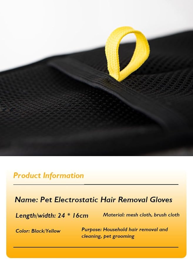 Pet Hair Removal Gloves Brush, Reusable Cat Dog Electrostatic Hair Remover Grooming Glove Tool
