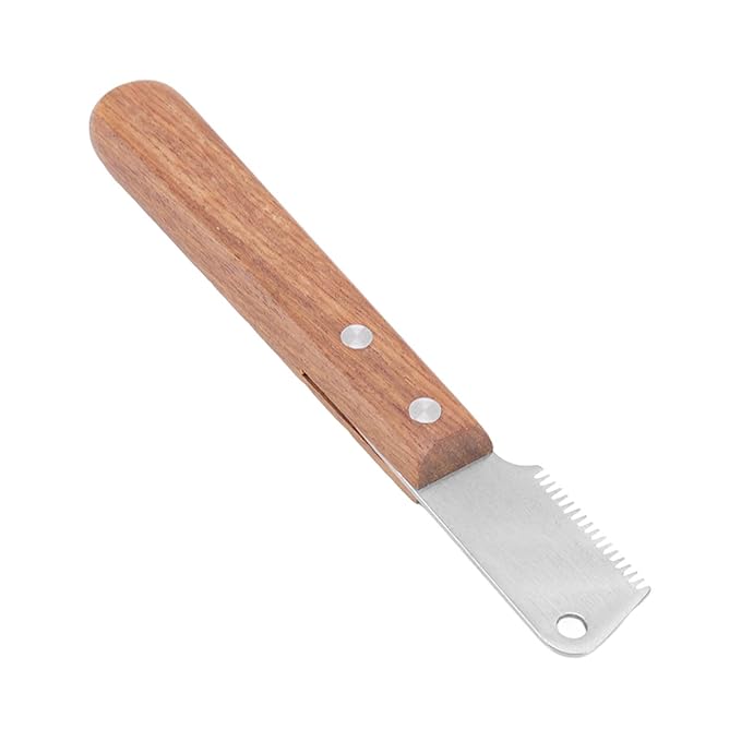 GLOGLOW Nan Dog Hairball Remover, Wooden Stainless Steel Stripping Knife, Professional Pet Grooming Tool for Dogs and Cats, Ideal for Grooming Border Terriers Dog Supplies