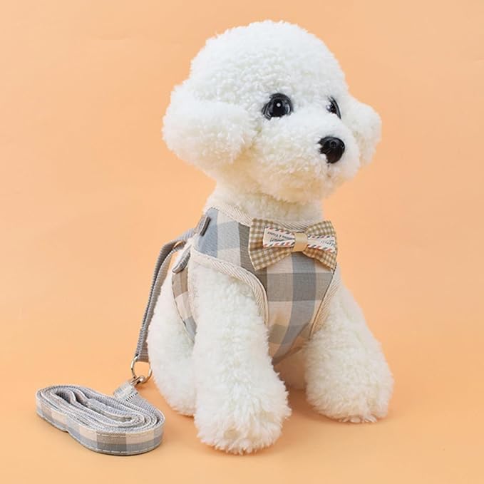 Kichvoe Pet Vest Harness with Leash, Breathable Mesh Puppy and Cat Harness, Size M Blue White Gray for Small Dogs and Cats, Comfortable Walking Control Pet Supply