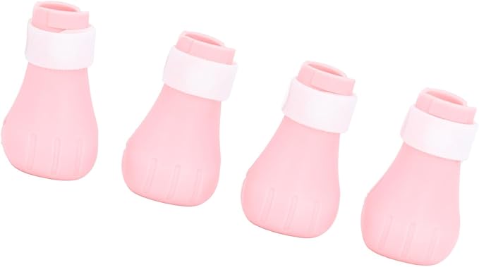 Cat Grooming Boots, Premium Silicone, Pink, for Bathing and Scratching Prevention, 4 Pack