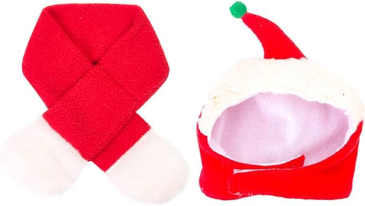 SOLUSTRE Pet Christmas Hat and Scarf Set Warm Decorative Headdress for Dogs and Cats Universal Winter Puppy Supplies