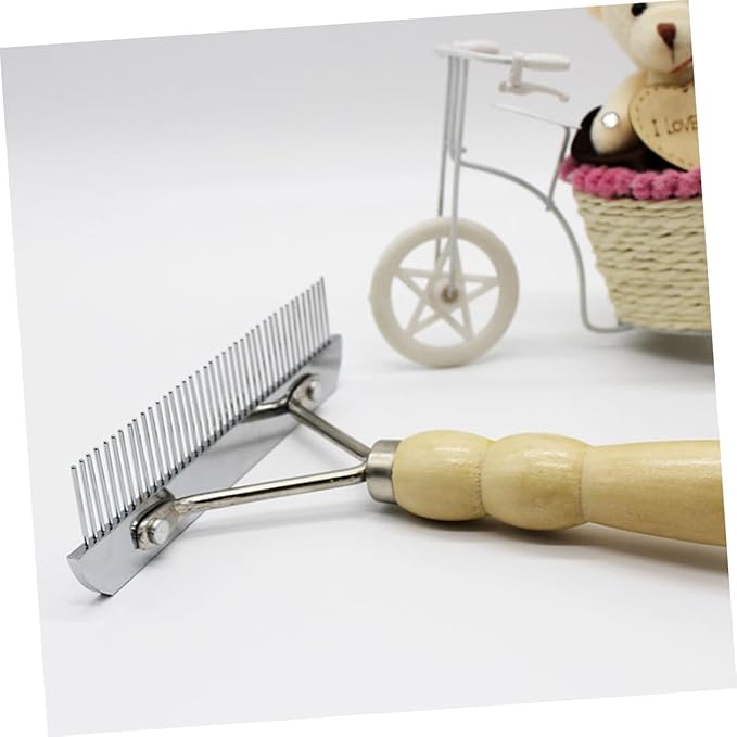 BESPORTBLE Wooden Handle Pet Comb Stainless Steel Brush for Dogs Cats Grooming Tool for Removing Mats Loose Hair Skin-friendly