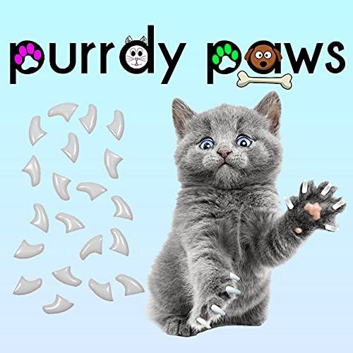 6 Month Supply Soft Nail Caps for Cats Pearl Large - Extra Adhesives