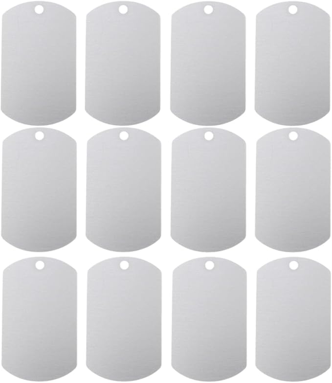BESPORTBLE 12pcs Blank Dog Tags Aluminum Stamping Labels 38x25mm Wear-Resistant Pet Id Tags for Small Dogs DIY Engraving and Stamping Supplies