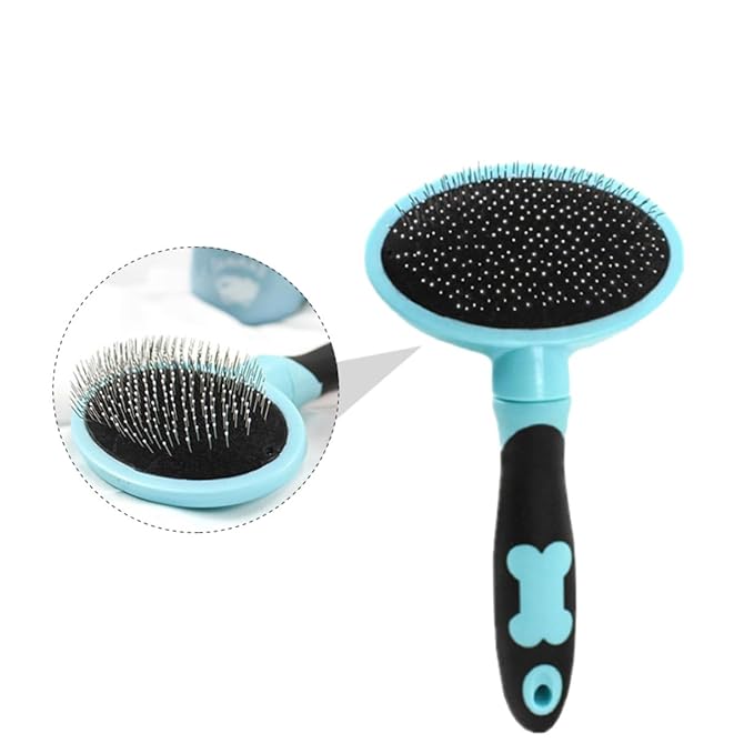 HANABASS Cat Grooming Tool Ergonomic Pet Brush for Shedding and Cleaning Gentle Cat Hairbrush for Easy Fur Removal Blue with Dots