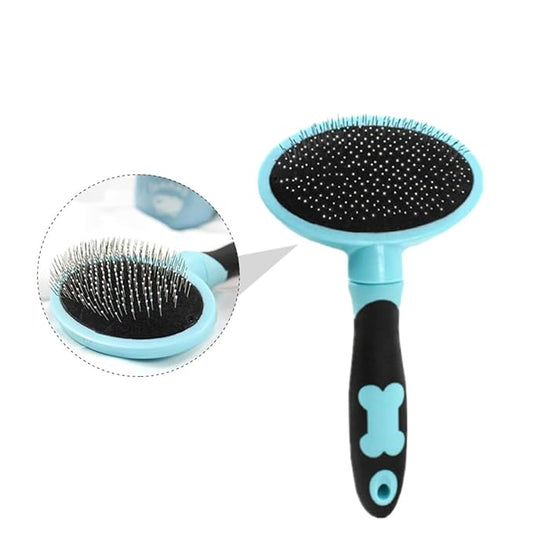 HANABASS Cat Grooming Tool Ergonomic Pet Brush for Shedding and Cleaning Gentle Cat Hairbrush for Easy Fur Removal Blue with Dots