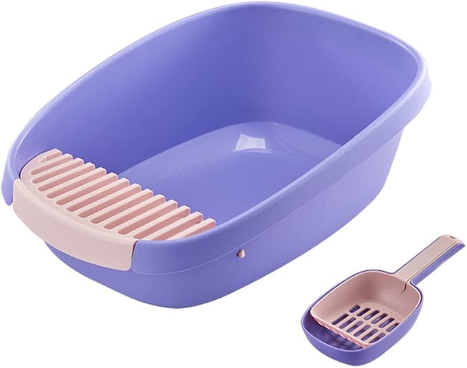 Open Cat Litter Box Large Litter Pan for Cats High Sided Kitten Litter Box with Cat Litter Scoop Removable Pedal Type Cat Toilet Pet Supplies Easy to Clean