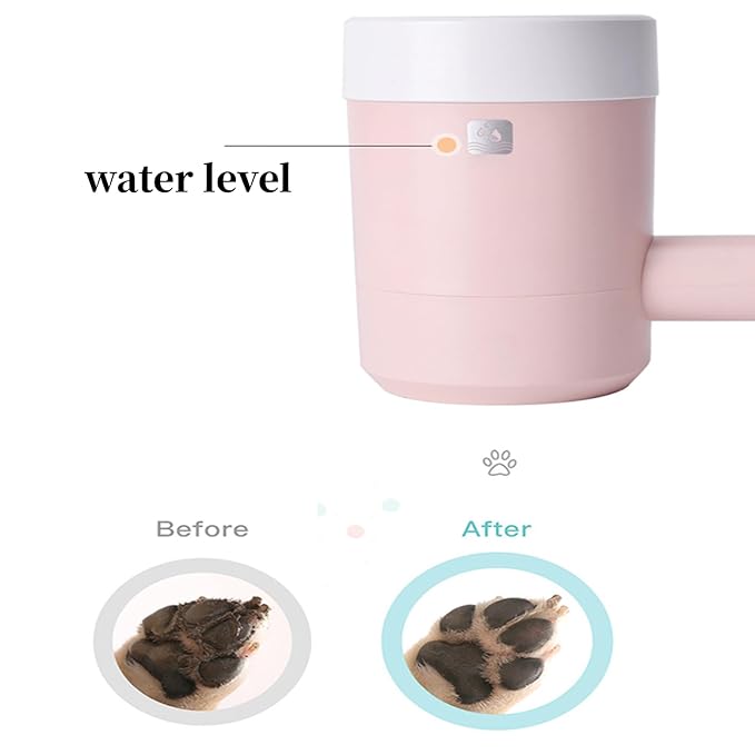 Dog Paw Cleaner, 360° Rotating Semi-automatic Dog Cat Paw Washer Cup Pet Brushes Pet Foot Cleaner with Detachable Soft Silicone Brush (Red)