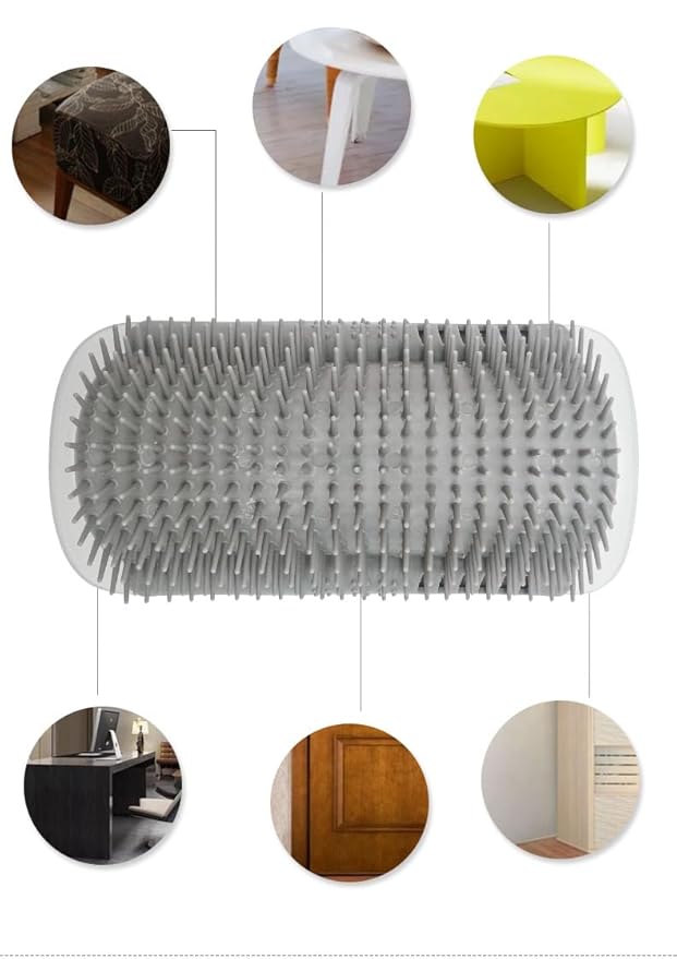 Cat Self Groomer Wall Corner Massage Comb Grooming Brush Soft Rubber Bristles Kitten Massager Tool Fit for Flat Wall Corner Cage and Hand Hold,Blue