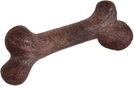 Pet Qwerks Dinosaur BarkBone - Nylon Dog Bone for Aggressive Chewers - Steak Flavor - 9.75"