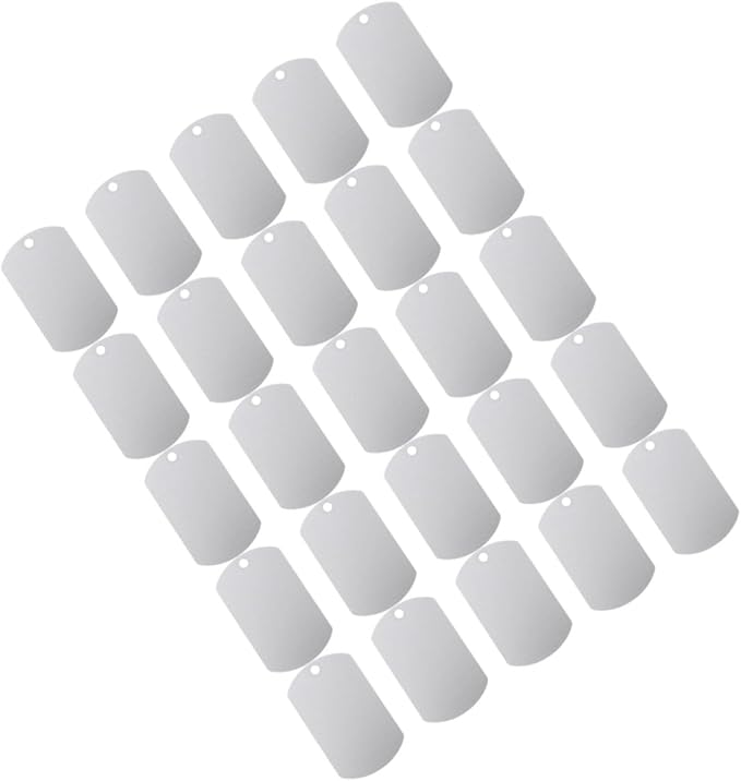 Kichvoe 25pcs Aluminum Dog Tags Blank Engraving Id Tags 38x25mm Silver Metal Pet Supplies for Dogs and Puppies Collar Accessories