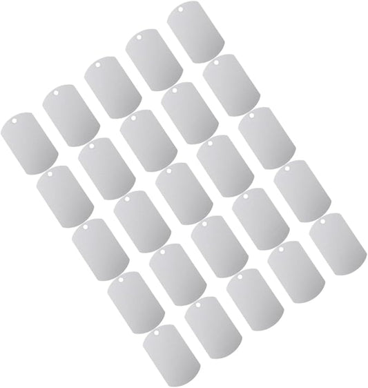 Kichvoe 25pcs Aluminum Dog Tags Blank Engraving Id Tags 38x25mm Silver Metal Pet Supplies for Dogs and Puppies Collar Accessories