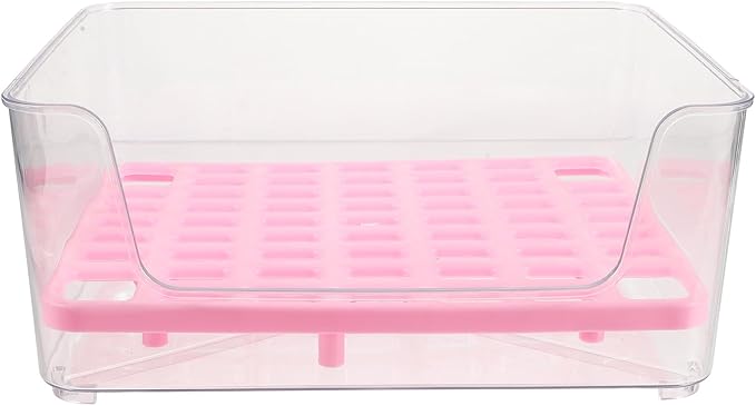 Acrylic Cat Litter Box with High Sides, Medium Pink Semi-Enclosed Pet Toilet Bedpan for Indoor Kitten Housebreaking