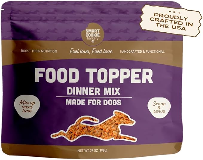 Smart Cookie Natural Dog Food Topper - Dinner - Beef Dog Meal Mixer for All Ages - Food Topper for Picky Eaters and Boosting Nutrition - Non GMO, Made in The USA - 7 oz Bag (15 Day Supply)