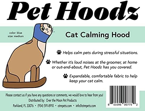 Pet Hoodz for Cats, Anxiety, Grooming, Ear Muffs, Cat Ear Protection, Calming, Ear Compression, Pet Hoodie, Cat Hoodie, Soft-Expandable Fabric for Cats, (Blue, MED)