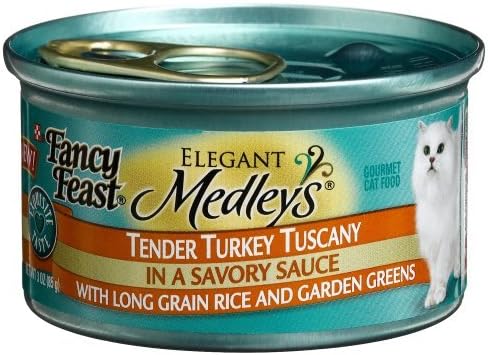 Purina Fancy Feast Medleys Tender Turkey Tuscany with Long Grain Rice and Spinach in a Savory Sauce - 3 oz. Can - (Pack of 24) 3 oz. Cans