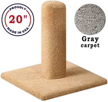CozyCatFurniture 20, 25 & 30 inch Gray Carpet Cat Scratching Posts, Made in USA with Solid Wood Poles (20")