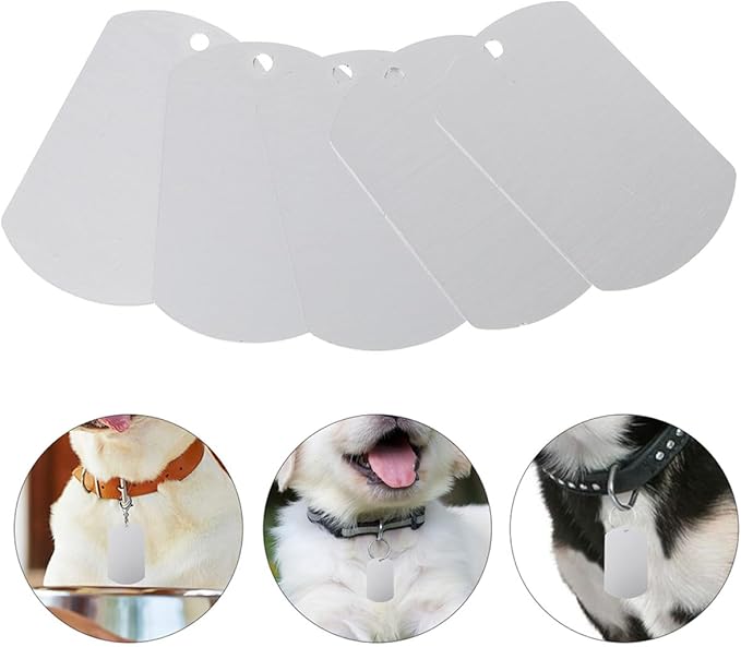 Beaupretty Blank Aluminum Dog Name Tags and Metal Cow Ear Tags, 50x30mm Silver, 25pcs for Pet Collar Id and Cattle Identification in Farming and Pet Supplies