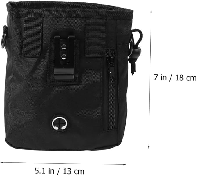 Kichvoe Dog Treat Pouch Portable Training Treat Holder with Waist Belt Black 13x6x18cm Outdoor Snack Bag for Pet Dog Supplies