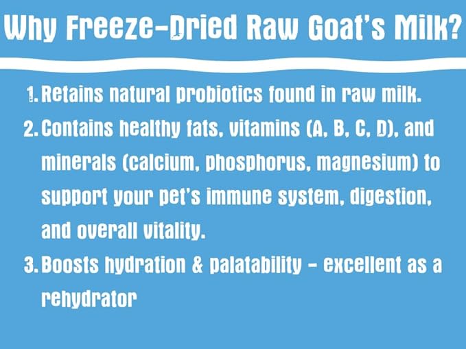 Shepherd Boy Farms Freeze Dried Raw Goats Milk with Probiotics for Dogs & Cats (Super Greens), Organic USA Veggies & Fruits, High Protein, Digestible Goat Milk Powder, Food Toppers - Makes 16 FL OZ