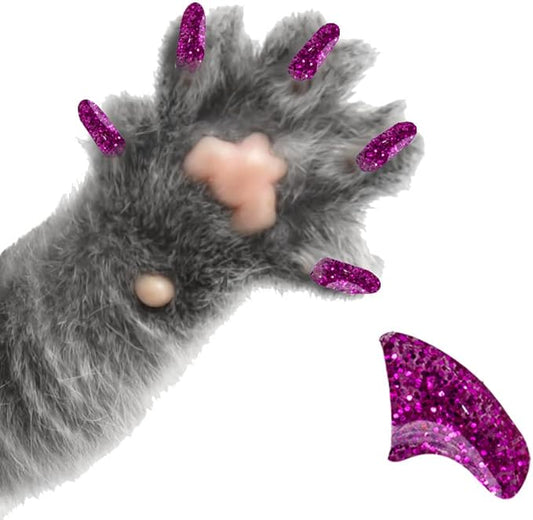 6 Month Piece Soft Nail Caps with Adhesive for Cat Claws - Electric Lollipop Pink Large