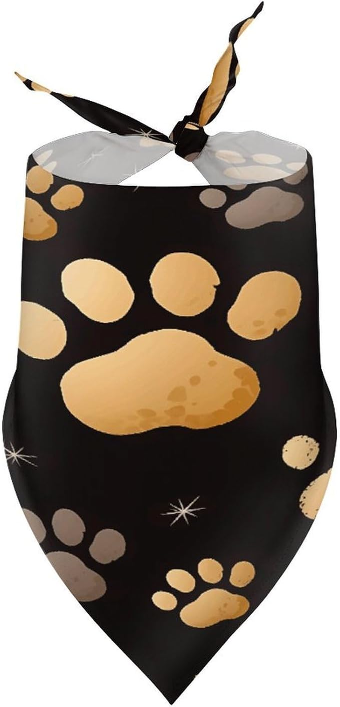 Dog Bandana Spring Pet Scarf Adjustable Triangle Dog Paw Print Printing Dog Bib Washable Polyester Puppy Bandana for Small Medium Large Dogs Cat Birthday Party Supplies